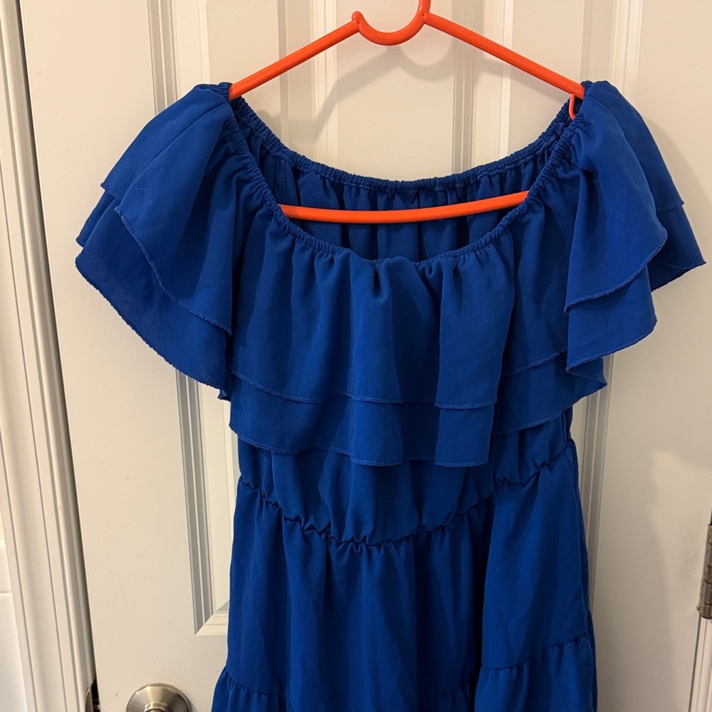 SHEIN Royal Blue Ruffle Dress